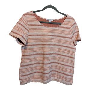 Anthropologie Green Envelope Striped Short Sleeve Top